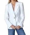 Emerson Fry Sculptural Pocket Blazer In Vory Nevada Linen In White