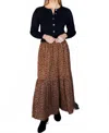 Emerson Fry Shirred Maxi Skirt In Vintage Leopard In Brown