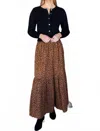 Emerson Fry Shirred Maxi Skirt In Vintage Leopard In Brown