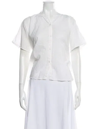 Pre-owned Emerson Fry Short Sleeve Button-up Top In White