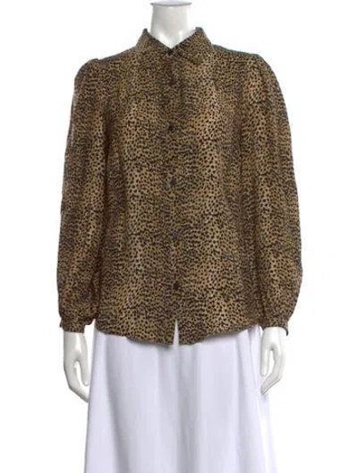Pre-owned Emerson Fry Silk Animal Print Blouse In Brown