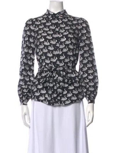 Pre-owned Emerson Fry Silk Printed Blouse In Black