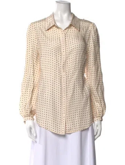 Pre-owned Emerson Fry Silk Printed Blouse W/ Tags In Neutral