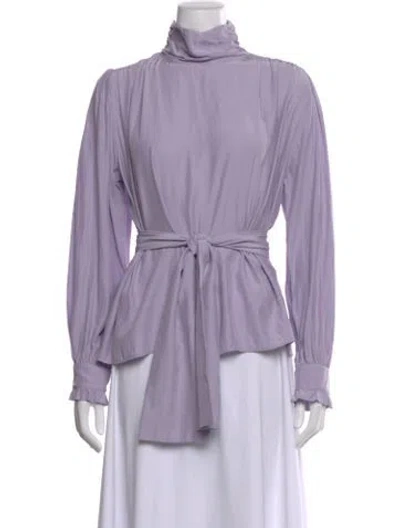 Pre-owned Emerson Fry Silk Turtleneck Blouse In Purple