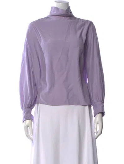 Pre-owned Emerson Fry Silk Turtleneck Blouse In Purple