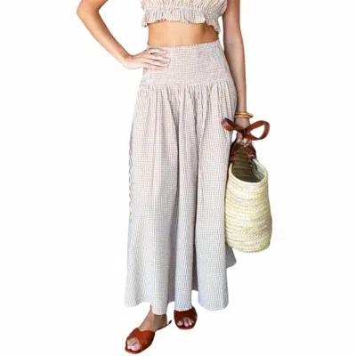 Emerson Fry Smocked Maxi Skirt In White In Blue