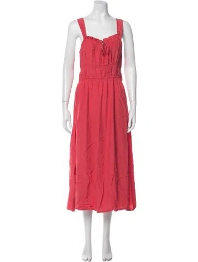 Pre-owned Emerson Fry Square Neckline Midi Length Dress In Pink
