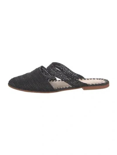 Pre-owned Emerson Fry Straw Mules In Black