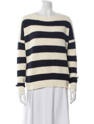 Pre-owned Emerson Fry Striped Bateau Neckline Sweater In Blue