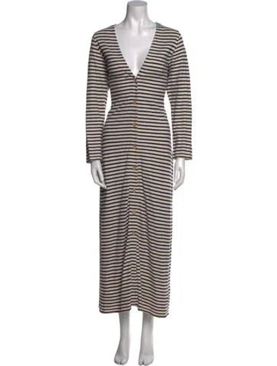 Pre-owned Emerson Fry Striped Long Dress In Neutral