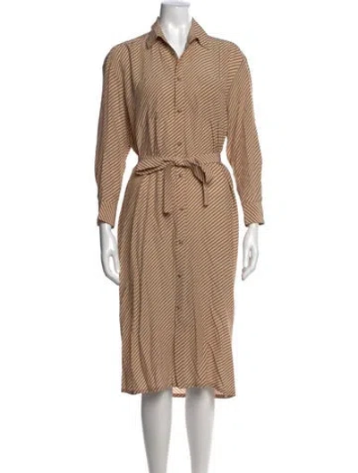 Pre-owned Emerson Fry Striped Midi Length Dress In Neutral