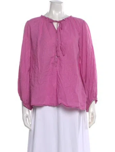 Pre-owned Emerson Fry Striped Tie Neck Blouse In Pink