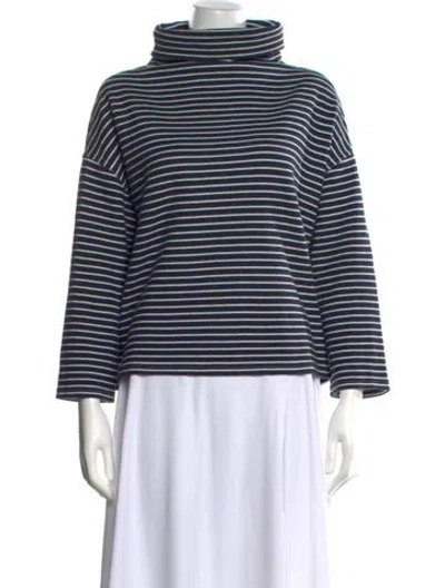 Pre-owned Emerson Fry Striped Turtleneck Top In Blue