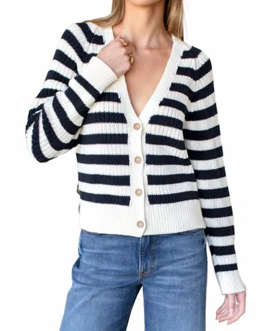 Emerson Fry Striped V-neck Cardigan In Navy In Blue
