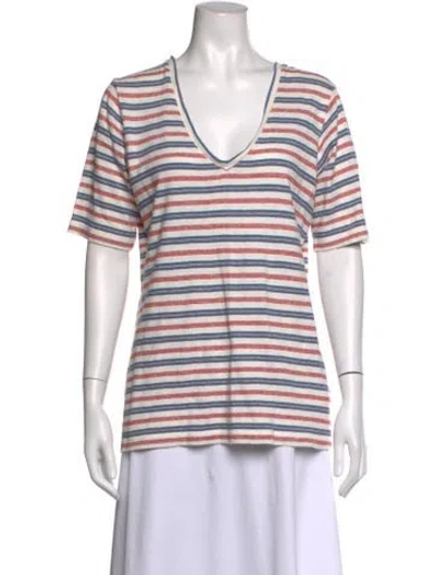 Pre-owned Emerson Fry Striped V-neck T-shirt In Blue