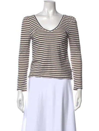 Pre-owned Emerson Fry Striped V-neck T-shirt In Neutral
