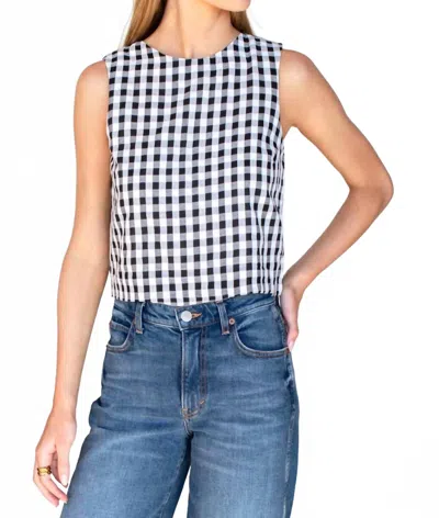 Emerson Fry Studio Boxy Top In Black And White Check In Blue
