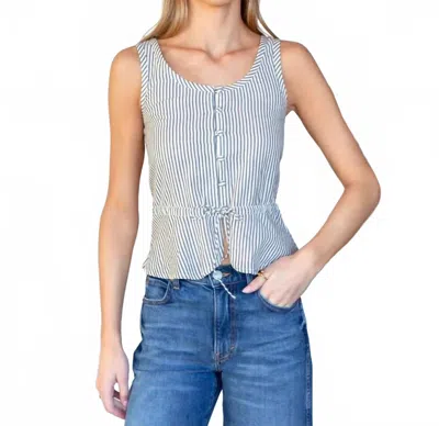 Emerson Fry Studio Peplum Scoop Neck Top In Newburyport Stripe In Blue