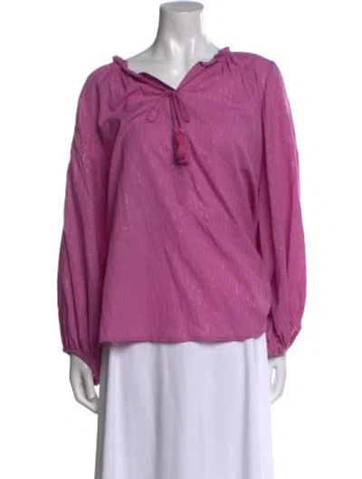 Pre-owned Emerson Fry Tie Neck Long Sleeve Blouse In Purple