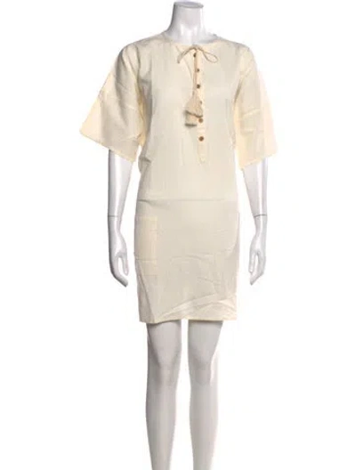 Pre-owned Emerson Fry Tie Neck Mini Dress In Neutral