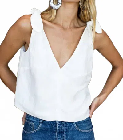 Emerson Fry Tie Shoulder Mod Top In White In Pink