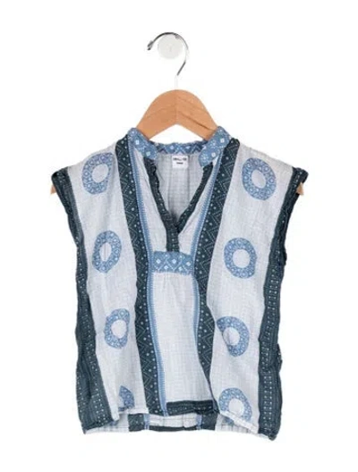 Pre-owned Emerson Fry Babies' Toddler Girls' Printed Sleeveless Blouse In Blue