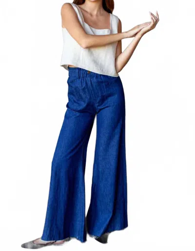 Emerson Fry Tulip Wide Leg Pant In Indigo Hemp Organic In Blue