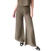 Emerson Fry Tulip Wide Leg Pant In Martini Olive Linen In Multi