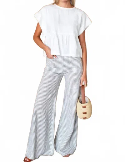 Emerson Fry Tulip Wide Leg Pants In Juniper Stripe Linen In Multi