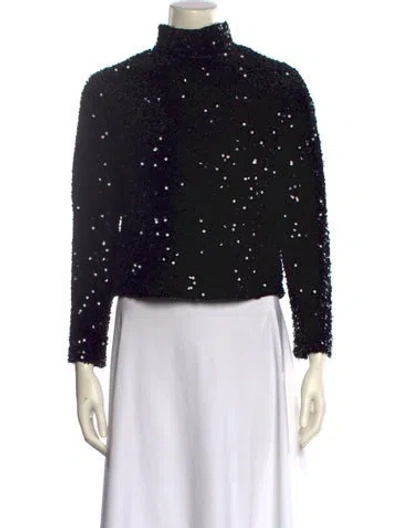 Pre-owned Emerson Fry Turtleneck Long Sleeve Crop Top In Black