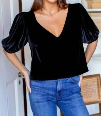 Emerson Fry V Silk Velvet Top In Black