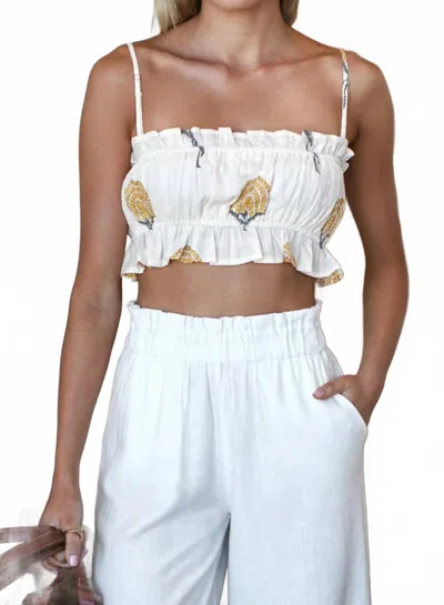 Emerson Fry Vacation Top In Fan Flowers Marigold In Yellow