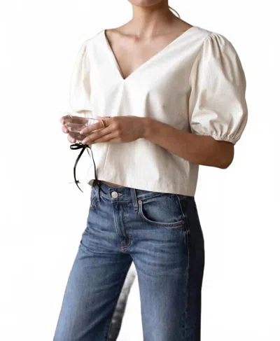 Emerson Fry Viscose V Top In White Swan In Neutral