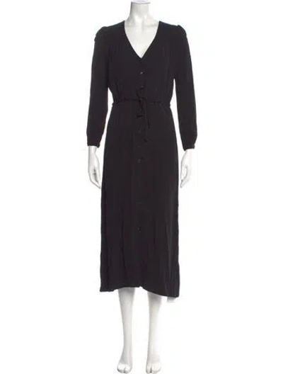 Pre-owned Emerson Fry V-neck Long Dress In Black