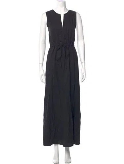 Pre-owned Emerson Fry V-neck Long Dress In Black