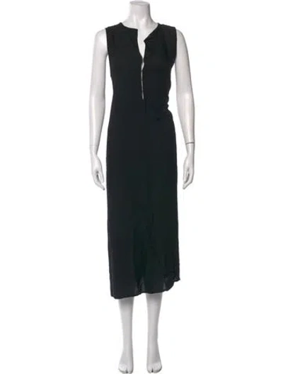 Pre-owned Emerson Fry V-neck Long Dress In Black