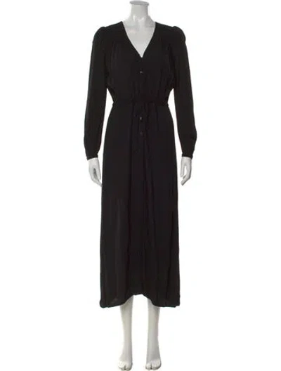 Pre-owned Emerson Fry V-neck Long Dress In Black