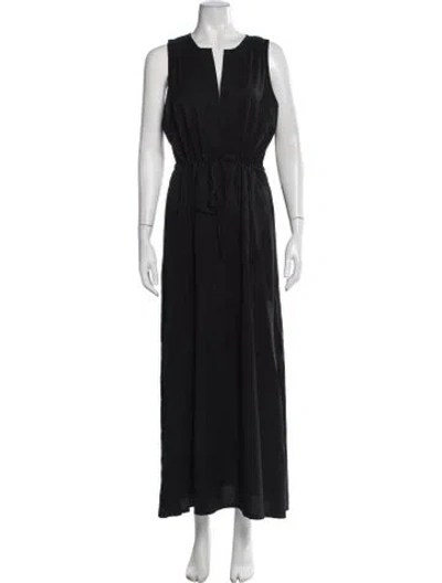 Pre-owned Emerson Fry V-neck Long Dress In Black
