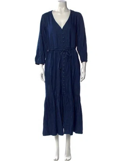 Pre-owned Emerson Fry V-neck Long Dress In Blue