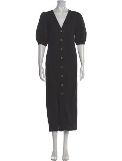 Pre-owned Emerson Fry V-neck Long Dress In Gray