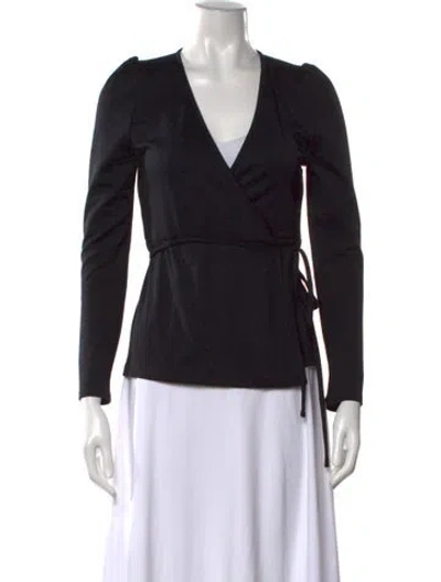 Pre-owned Emerson Fry V-neck Long Sleeve Top In Black