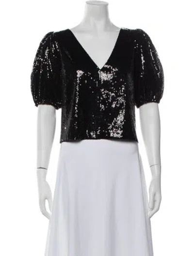 Pre-owned Emerson Fry V-neck Short Sleeve Top In Black