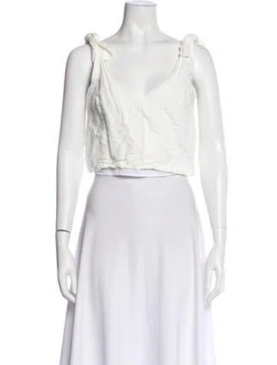 Pre-owned Emerson Fry V-neck Sleeveless Crop Top In Neutral