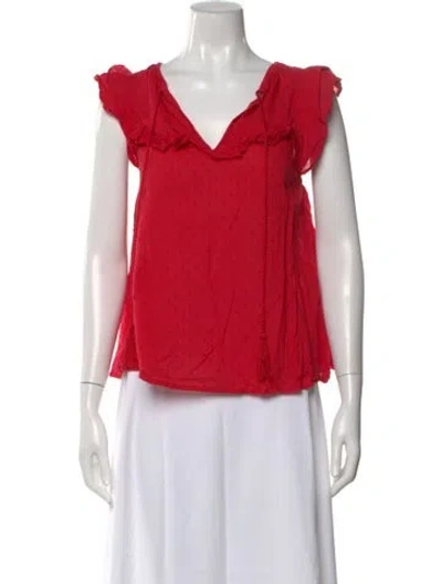 Pre-owned Emerson Fry V-neck Sleeveless Top In Red