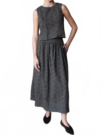 Emerson Fry Wide Hem Skirt In Olive Grove Eyelet In Gray