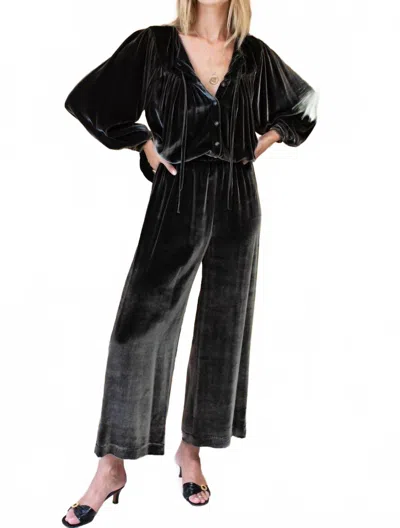 Emerson Fry Wide Leg Velvet Pant In Black
