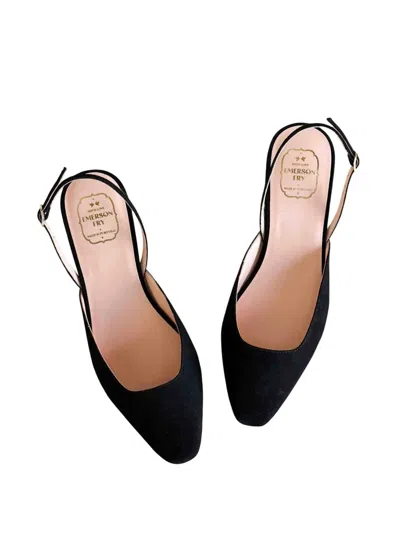Emerson Fry Women's Slingback Flat In Black Suede