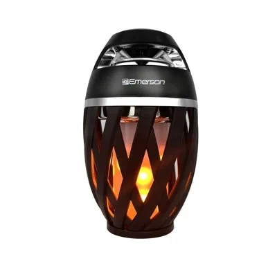 Emerson Outdoor Flame Light With Bluetooth Speaker In Black
