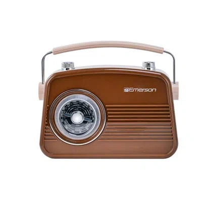 Emerson Portable Bluetooth Retro Radio With Built-in Rechargeable Battery In Espresso