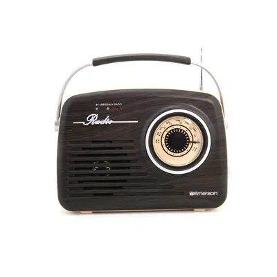 Emerson Portable Retro Radio With Built-in Rechargable Battery In Espresso